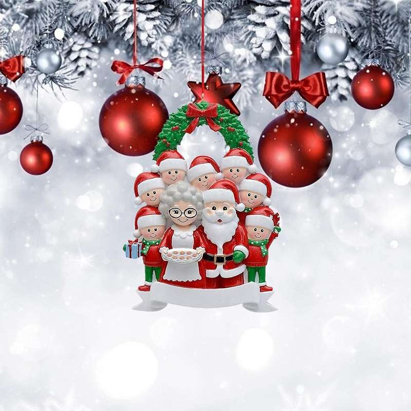 Personalized Family of 9, Christmas Tree Ornament - Cute Holiday Winter Gift