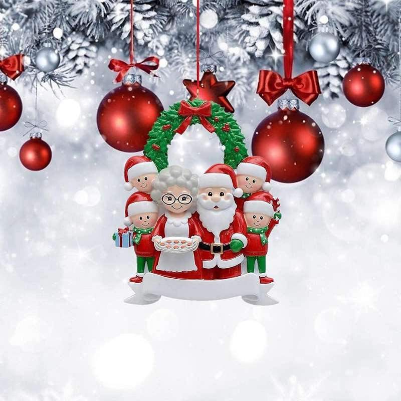 Personalized Family of 6, Christmas Tree Ornament - Cute Holiday Winter Gift