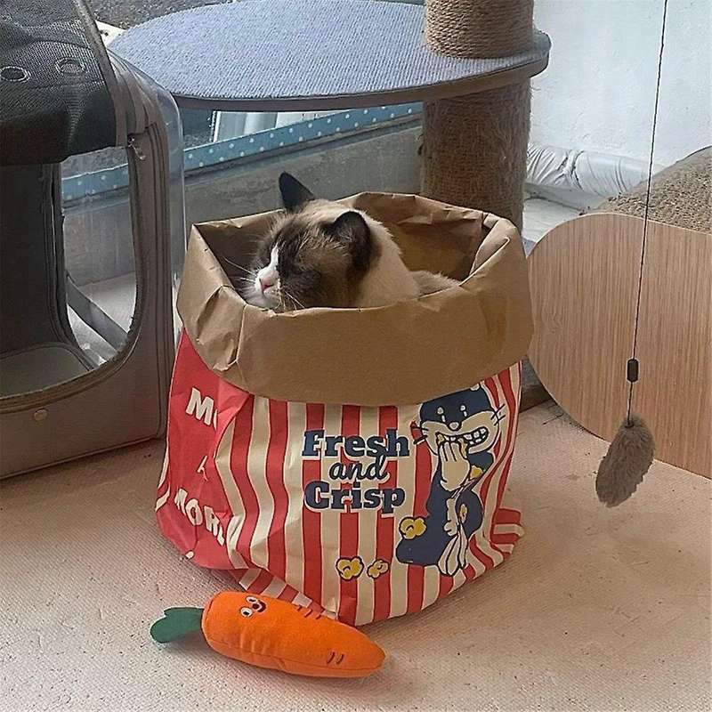 Pet Cats and Kraft Paper Popcorn Paper Bag Puzzle Decompression Funny Cats And