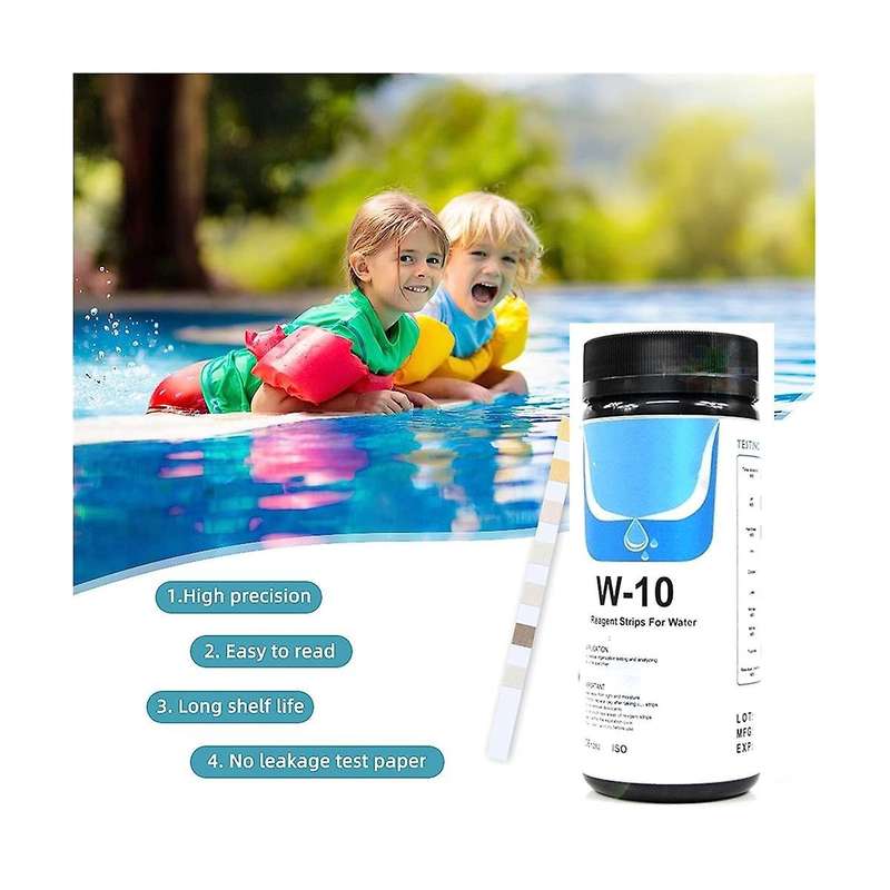 PH and Chlorine 10 In 1, Water Test Paper Swimming Pool, Spa, Aquarium, Fish, PH Value