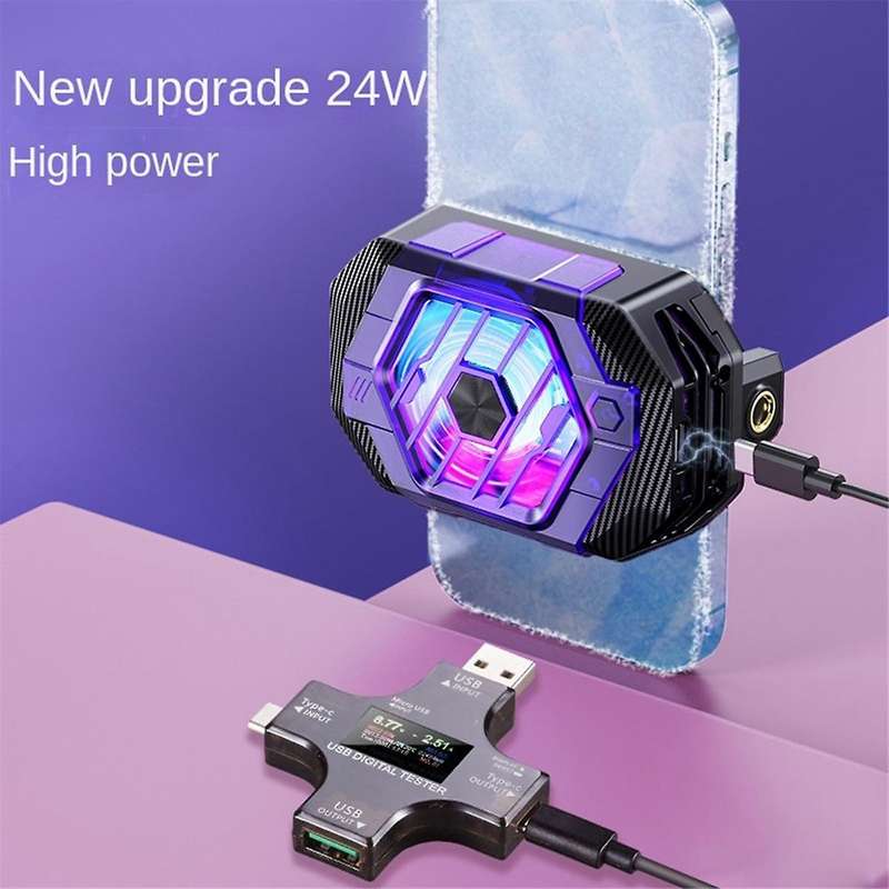 Phone Back-Clip Semiconductor Cooler 24W 3 Gears Adjustable Cooling Fan Radiator RGB Light Effect Mo