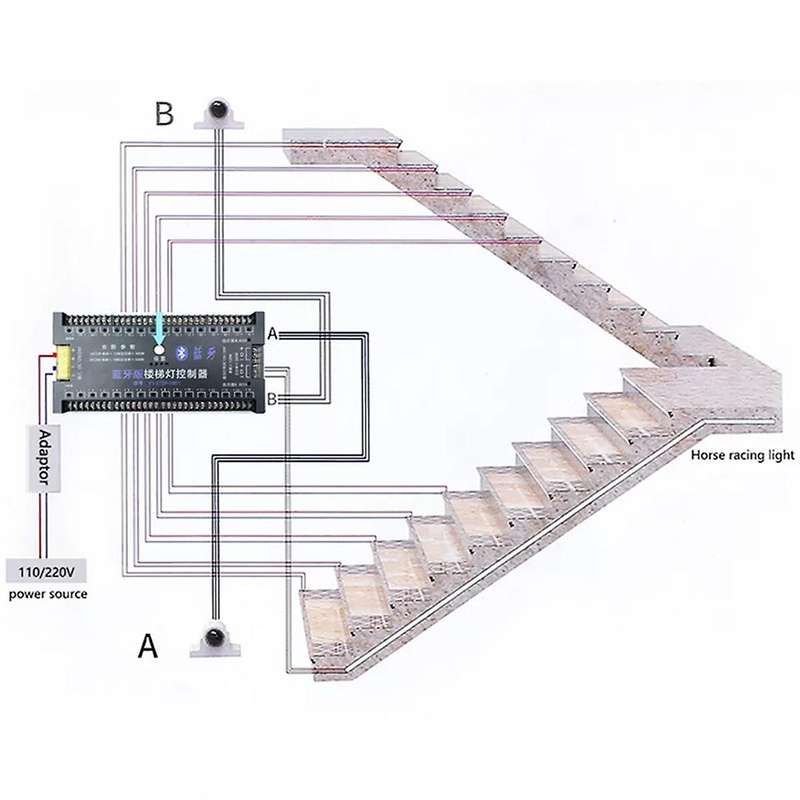 Phone Control Pir Motion Sensor Stair Light Controller DC12V 24V 30 Steps Ladder Led Strip Light Con