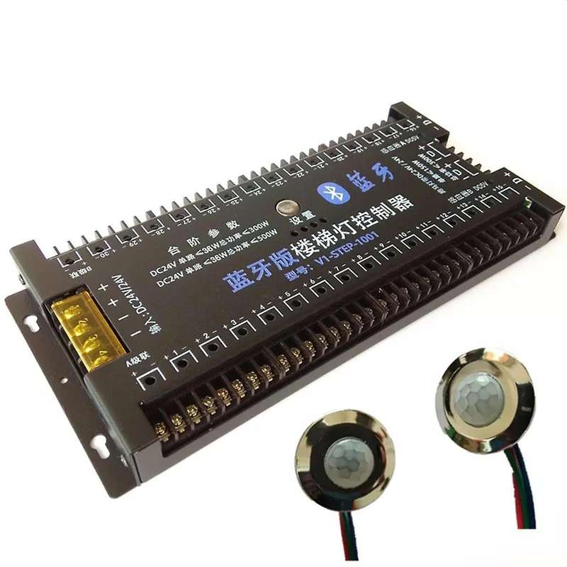 Phone Control Pir Motion Sensor Stair Light Controller DC12V 24V 30 Steps Ladder Led Strip Light Con
