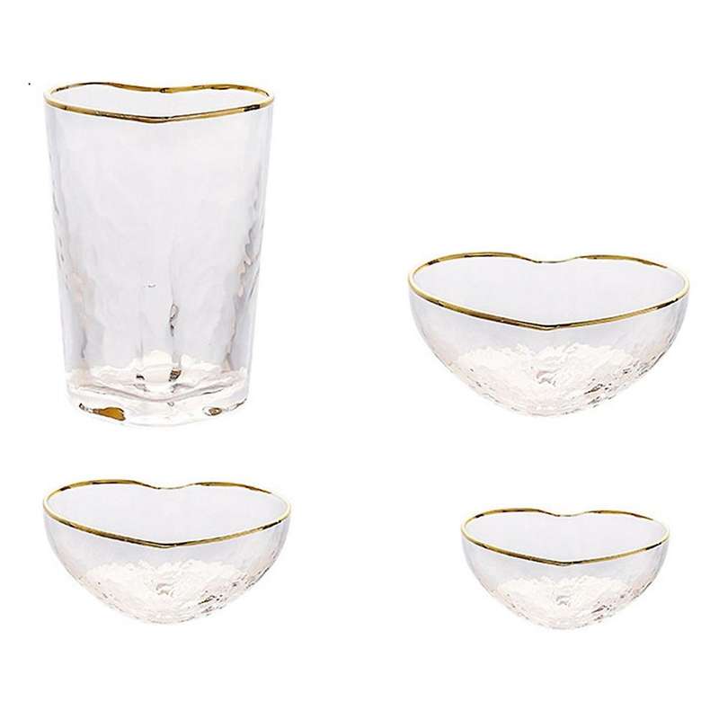 Phnom Penh Transparent Crystal Bowl Glass Heart-Shaped Bowl Mug Breakfast Fruit Salad Bowl Household