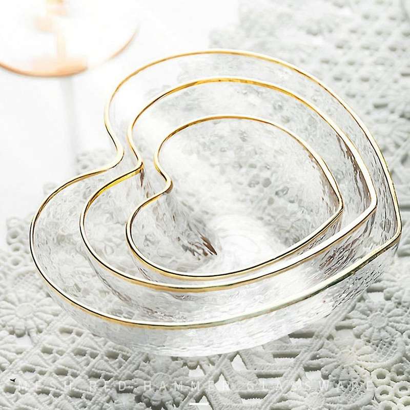 Phnom Penh Transparent Crystal Bowl Glass Heart-Shaped Bowl Mug Breakfast Fruit Salad Bowl Household