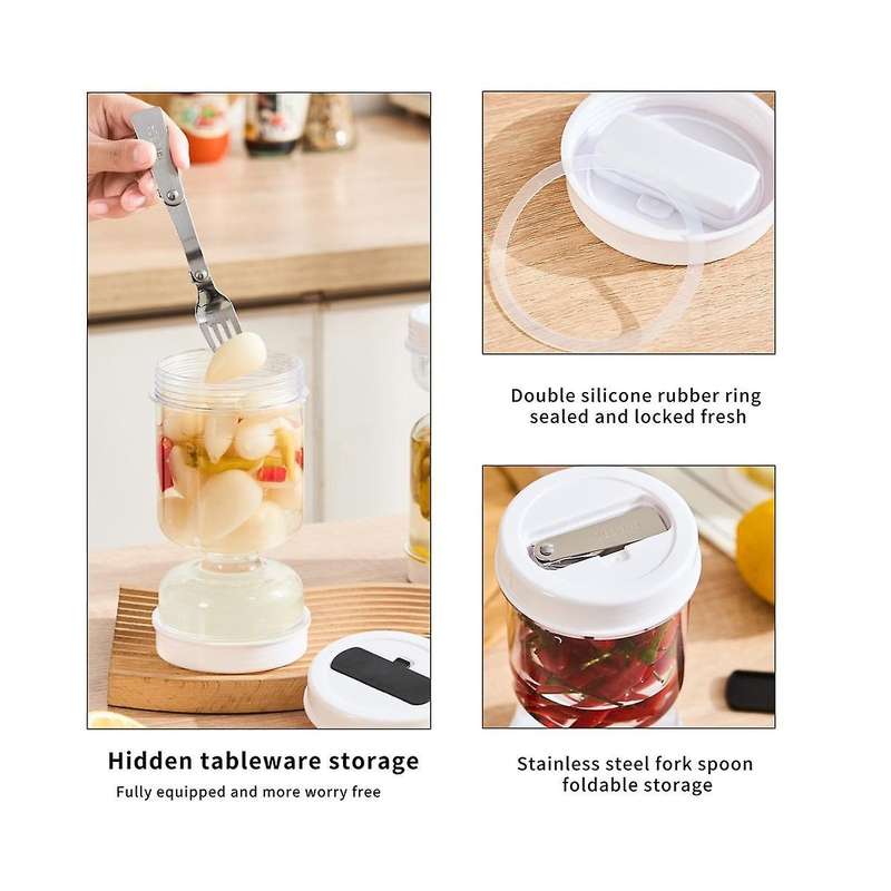 Pickle Container Jar Easy Separation Leak-proof Lid Canned Pears Olive Pickled Cucumber