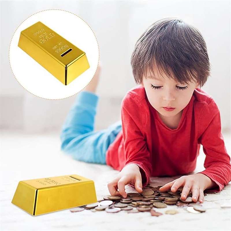 Piggy Bank Money Box Plastic Bank Gold Bar Brick Money Box Case for Birthday Gifts Home Decor