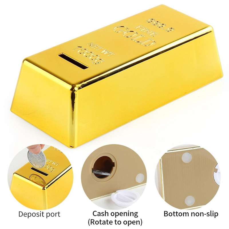 Piggy Bank Money Box Plastic Bank Gold Bar Brick Money Box Case for Birthday Gifts Home Decor