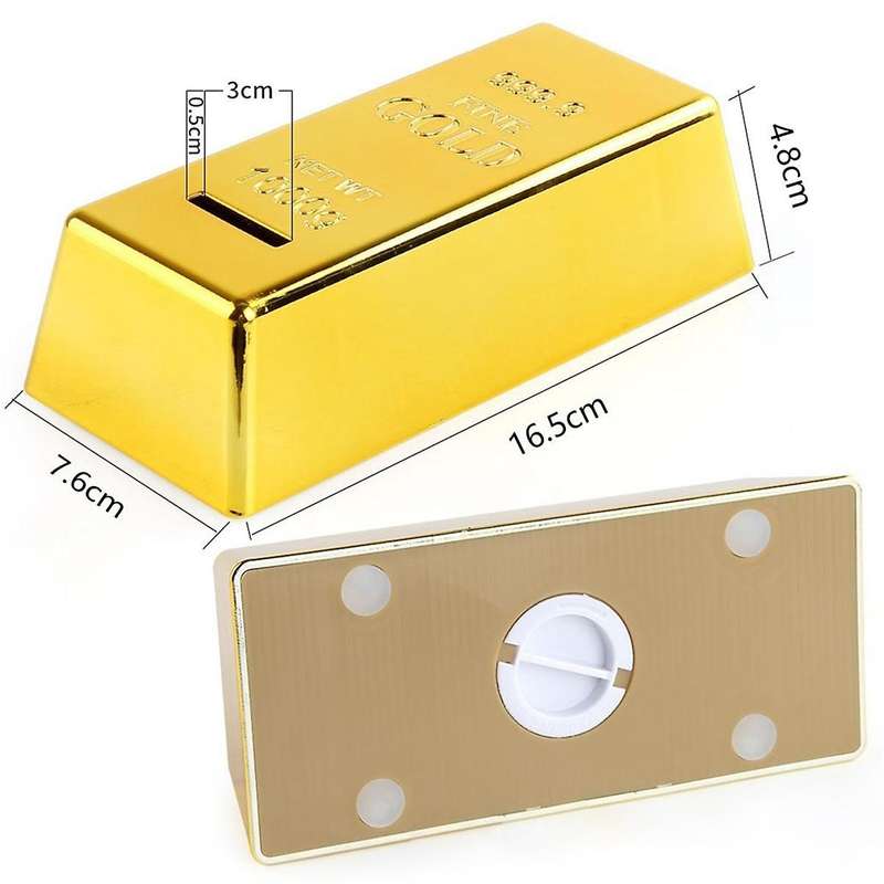 Piggy Bank Money Box Plastic Bank Gold Bar Brick Money Box Case for Birthday Gifts Home Decor