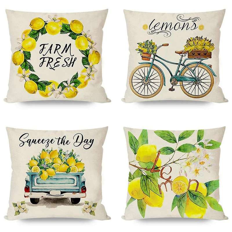 Pillow Covers 18X18 Inch Set of 4, Spring Pillow Covers, Farmhouse Decorative Pillow Case,for Couch