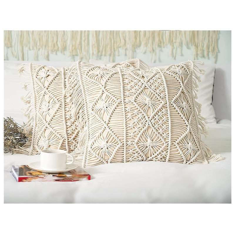 Pillow Cover- 1 Set Of Boho Cushion Cover Cotton Decorative Fringe Pillow Cover Decor