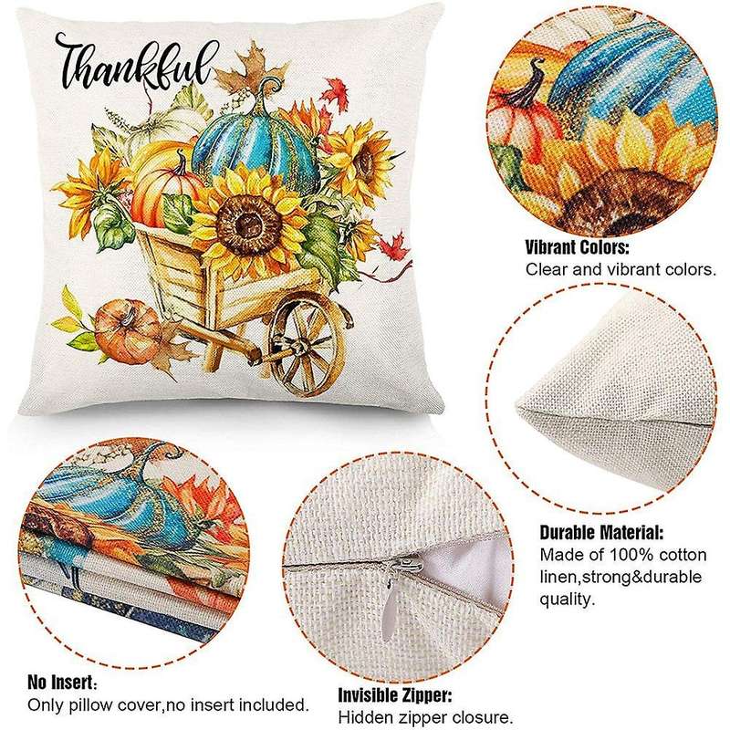 Pillow Covers 18X18 Set of 4 Fall Decoration for Home Throw Pillows Farmhouse Outdoor Fall Decor Cus