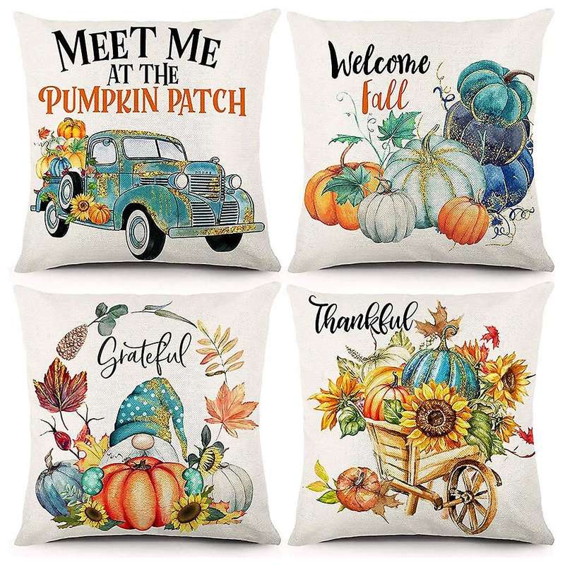 Pillow Covers 18X18 Set of 4 Fall Decoration for Home Throw Pillows Farmhouse Outdoor Fall Decor Cus