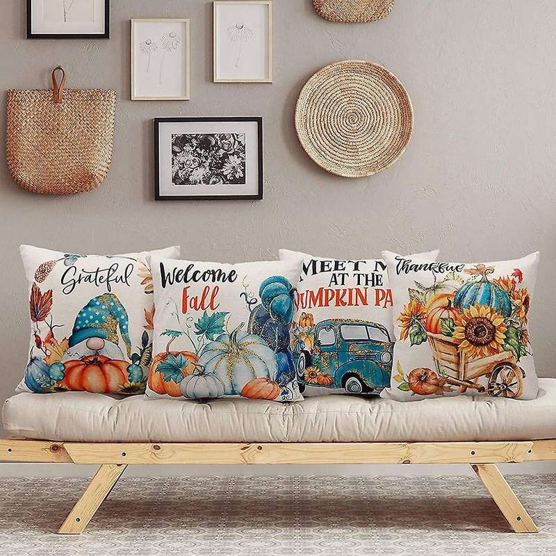 Pillow Covers 18X18 Set of 4 Fall Decoration for Home Throw Pillows Farmhouse Outdoor Fall Decor Cus