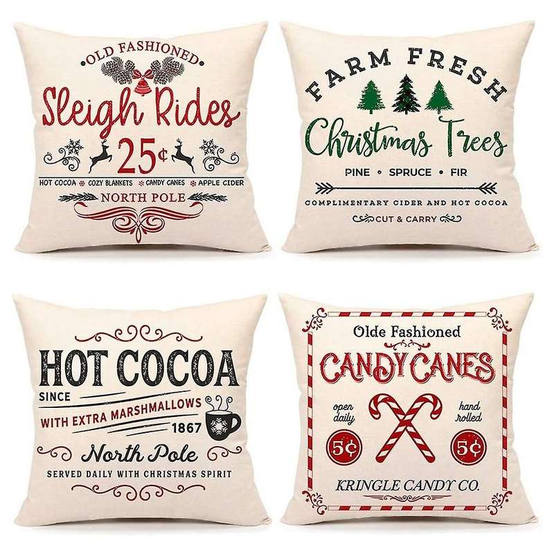 Pillow Covers 18X18 Set of 4 Winter Christmas Decorations Throw Pillows for Couch Home Decor