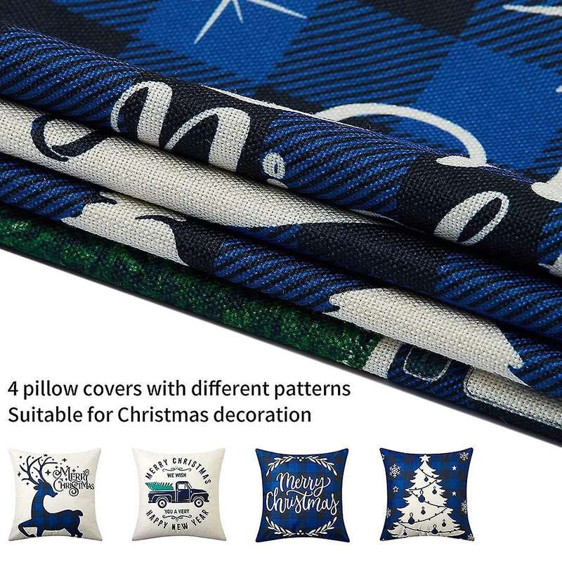 Pillow Covers 18X18 Set of 4,Farmhouse Decor for Home,Xmas Pillow Case Cushion Case for Couch