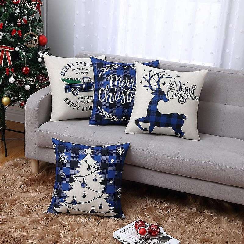Pillow Covers 18X18 Set of 4,Farmhouse Decor for Home,Xmas Pillow Case Cushion Case for Couch