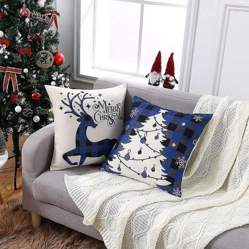 Pillow Covers 18X18 Set of 4,Farmhouse Decor for Home,Xmas Pillow Case Cushion Case for Couch