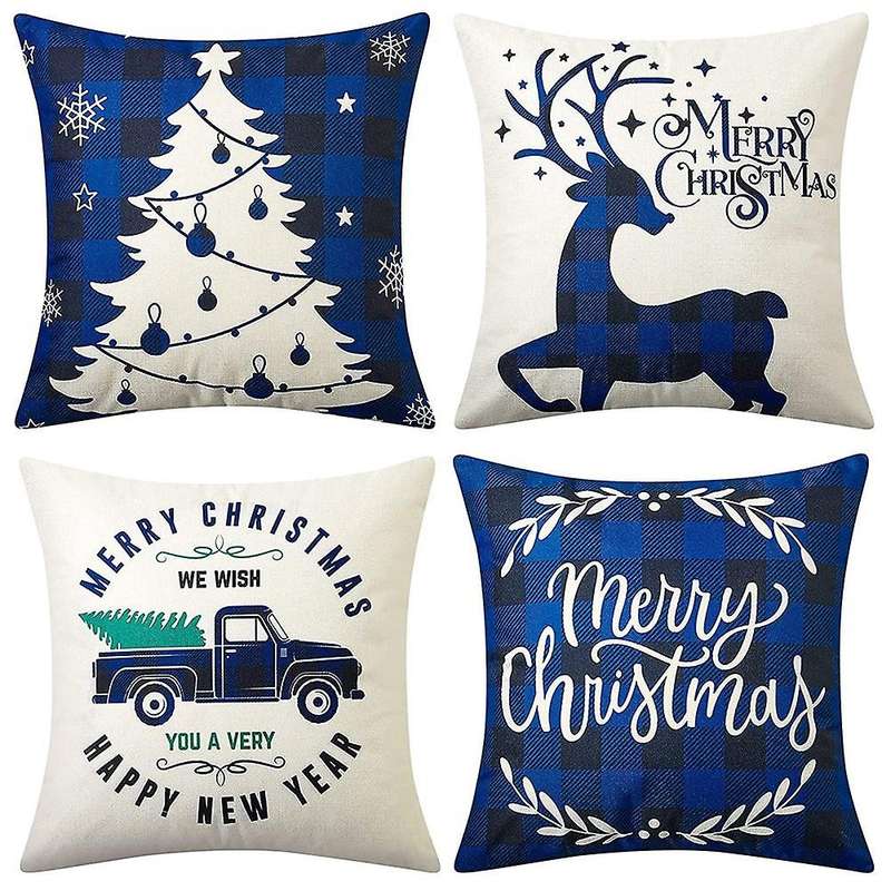 Pillow Covers 18X18 Set of 4,Farmhouse Decor for Home,Xmas Pillow Case Cushion Case for Couch