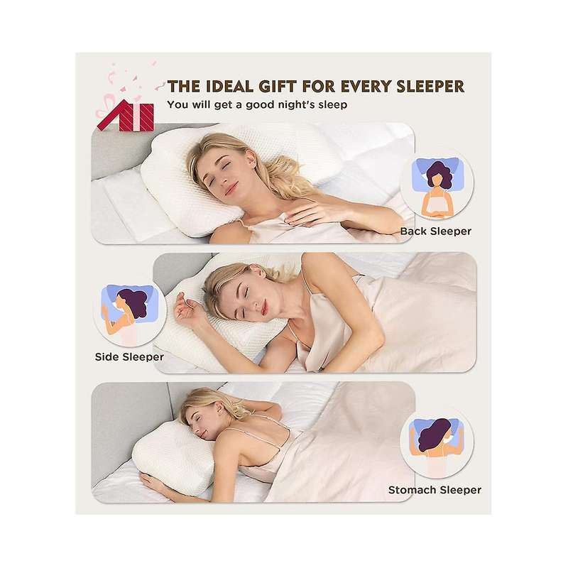 Pillow for Neck , Hollow Design Odorless Memory Foam Pillows with Cooling Case
