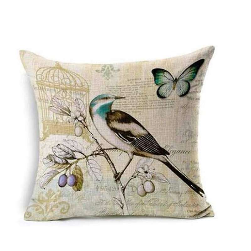 Pillow Covers 18X18 Set of 4, Throw Pillow Case, Bird Butterfly Decorative Cushion Cover Pillowcase