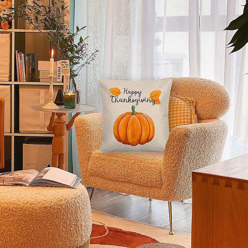 Pillow Covers for Fall Decor 18X18 Set of 4, Farmhouse Autumn Decorations, Thanksgiving Home Decor