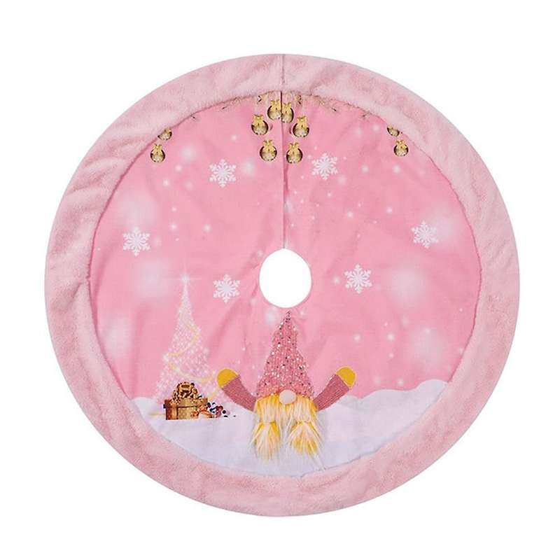 Pink Christmas Tree Skirt with LED Light Faceless Doll Carpet Christmas Tree Decor Floor Mat Christm