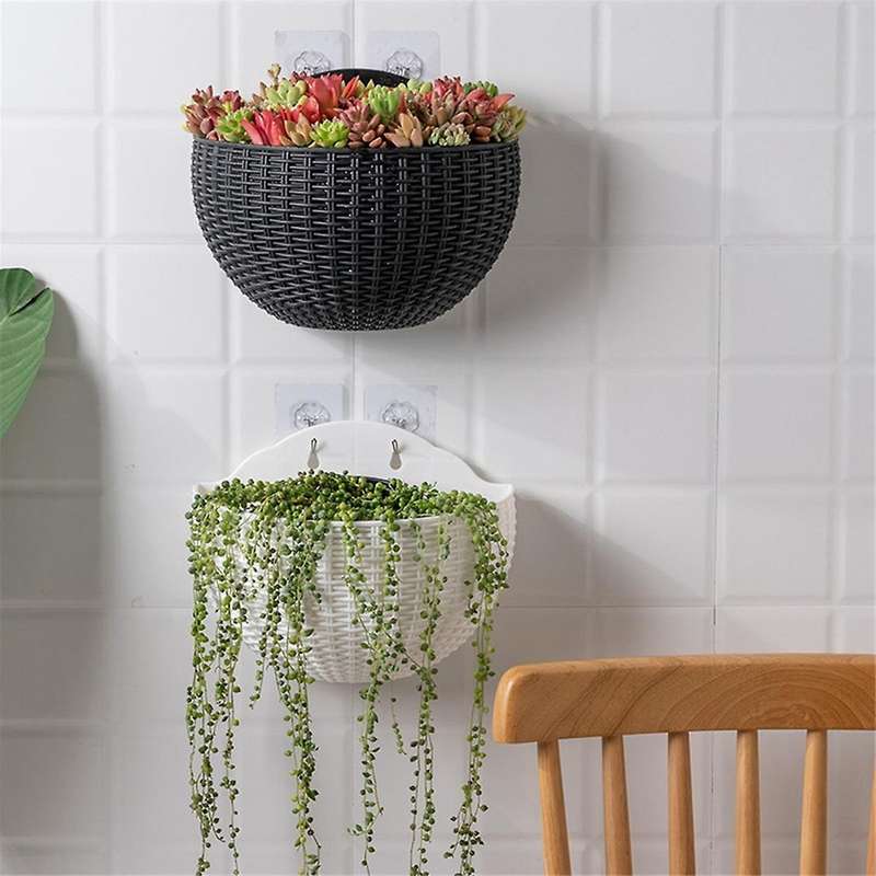 Pink Large Balcony Hanging Plastic Pot Succulent Flower Pot Rattan Flower Pot