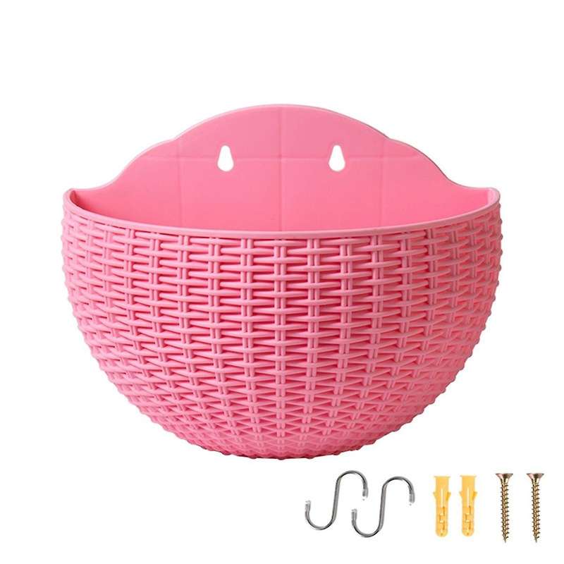 Pink Wall Planter Wall-Mounted Planter Semi-Circular Fence Planter with Drain and Hooks Wall-Mounted