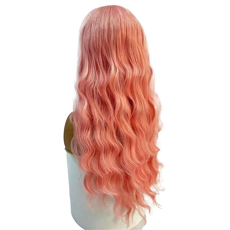Pink Wigs Curly Wigs for Anime Cosplay Women Long Wigs with Bangs Pink for Party Wigs Halloween Part