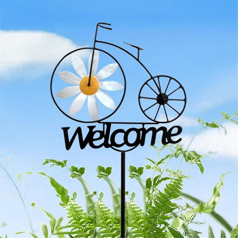Pinwheels for Yard and Garden,Welcome Yard Sign with Stakes,Bicycle Style Gardens Art Decor,Outdoor