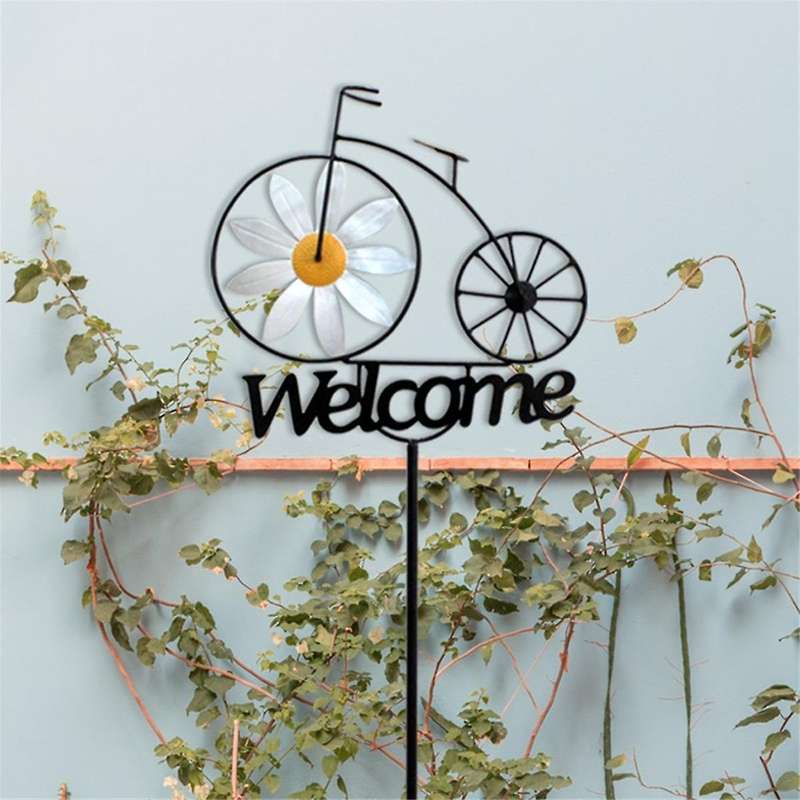 Pinwheels for Yard and Garden,Welcome Yard Sign with Stakes,Bicycle Style Gardens Art Decor,Outdoor