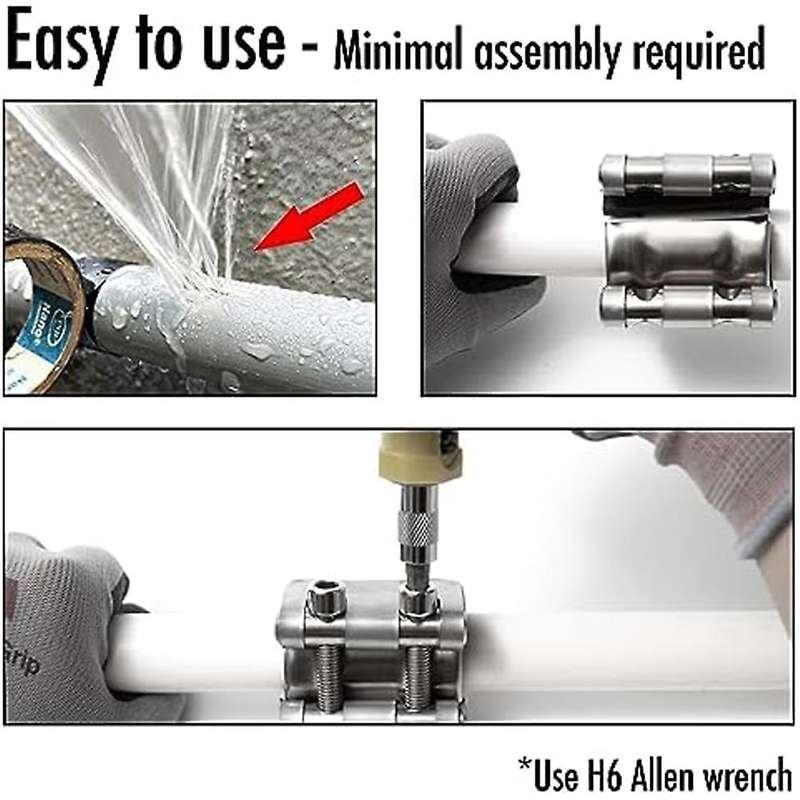 Pipe Repair Clamp for 1 Inch Pipes, Leak Sealer,emergency Pipe Repair Kit for Plastic and Metal Pipe