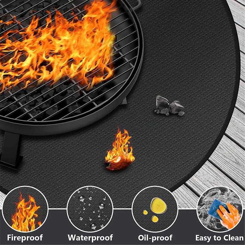 Pit Mat for Bonfire, Oil-Proof Waterproof BBQ Pad for Deck Patio Grass Outdoor Grill Accessories