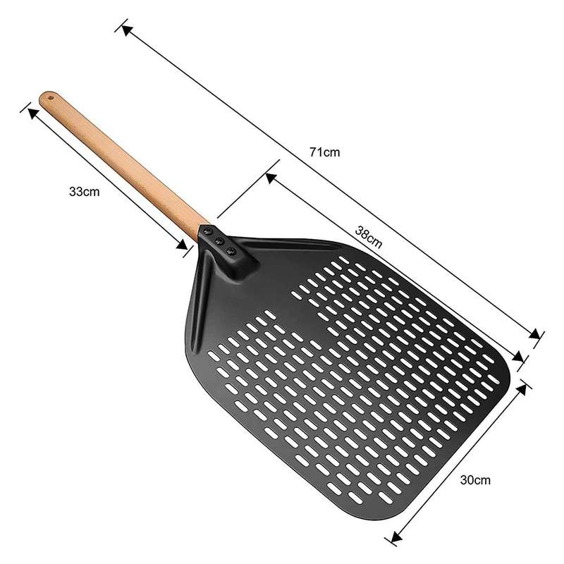 Pizza ,Perforated Pizza Shovel,Rectangular Pizza Turning Spatula with Detachable,for 12-Inch Pizza