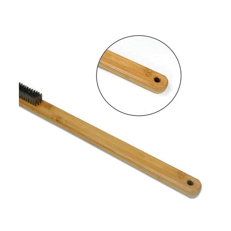 Pizza Brush Scraper Wood Handle Stainless Steel Bristles Portable Grill Cleaning Brush for Outdoor O