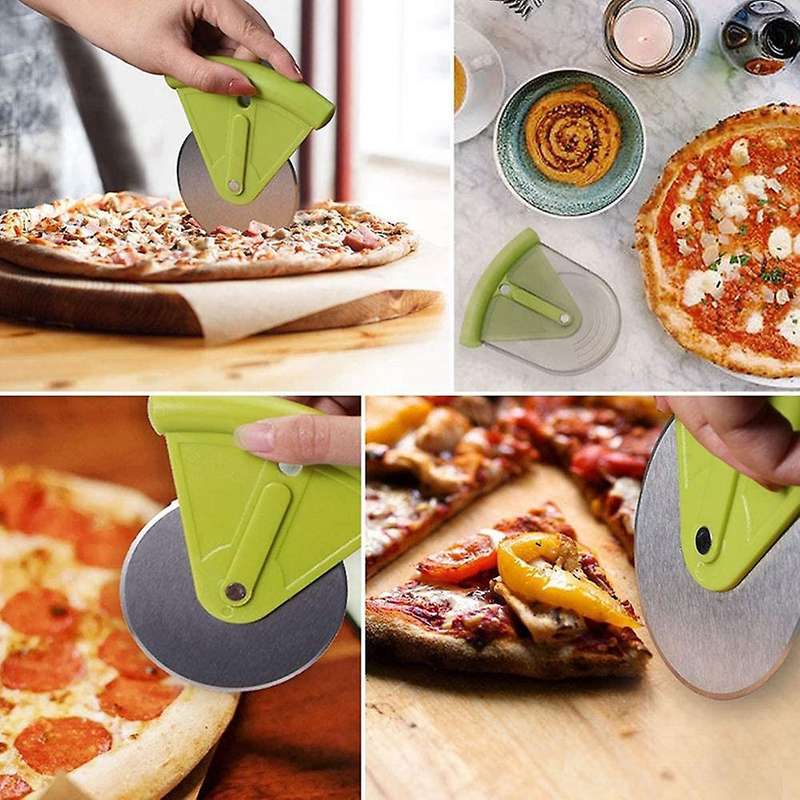 Pizza Cutter Wheel with Protective Guard-Portable Pizza Slicer with Sharp Stainless Steel Blade, Bla