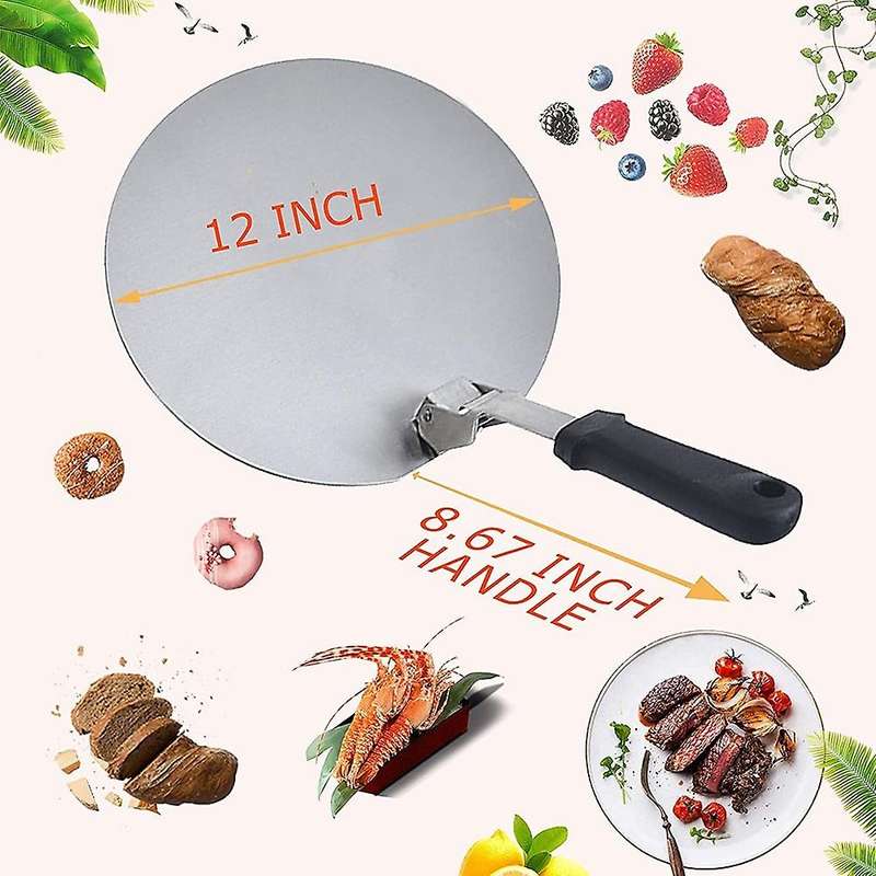 Pizza Paddle 12 Inch, Folding Stainless Steel Pizza Peel, Handle Pizza Paddle Shovel, Baking Tools f