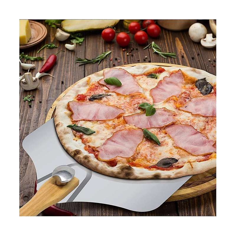 Pizza Peel 12 Inch Pizza Paddle with Foldable Wood Handle Easy Storage Pizza Shovel Pizza Turning P