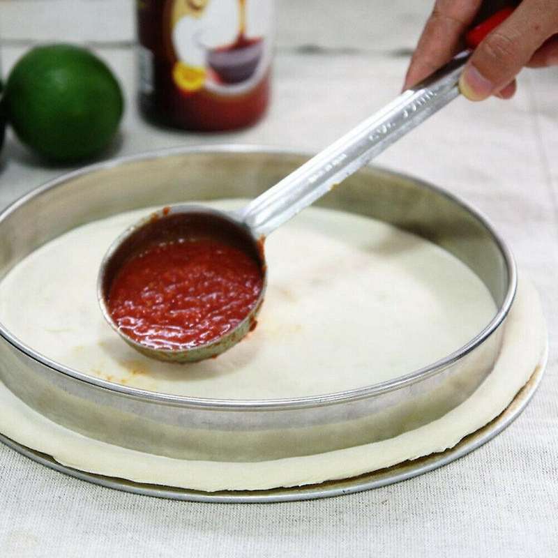 Pizza Spread Sauce Ladle Rubber Handle Flat Bottom Kitchen Cooking Spoon Stainless Steel Measuring S