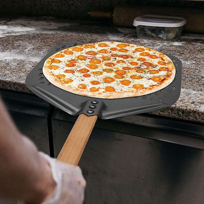 Pizza Peel,Perforated Pizza Shovel,Rectangular Pizza Turning Spatula with Detachable,for 12-Inch Piz
