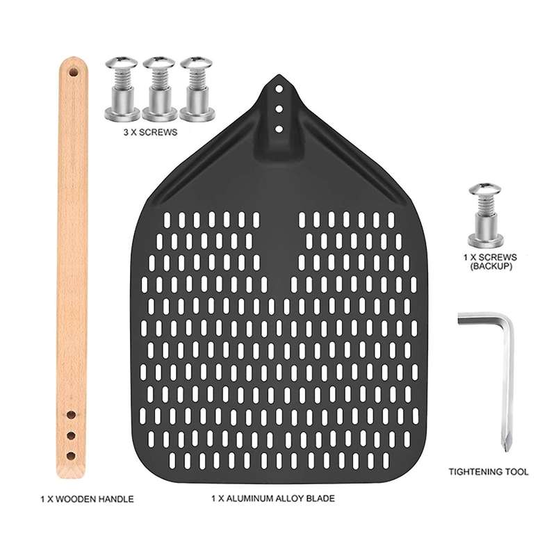 Pizza Peel,Perforated Pizza Shovel,Rectangular Pizza Turning Spatula with Detachable,for 12-Inch Piz