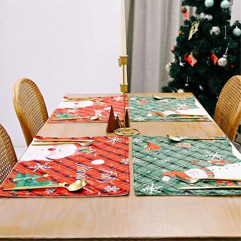 Placemats,Washable Table Mats,Kitchen Place Mats for Dining Table Christmas -Xmas- Placemats Set of