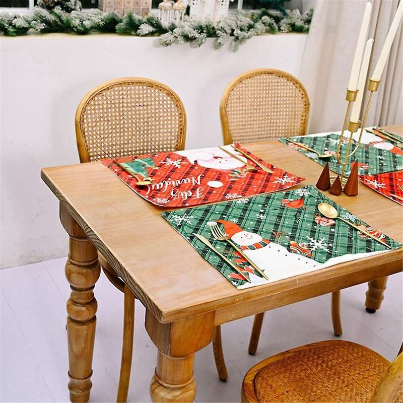 Placemats,Washable Table Mats,Kitchen Place Mats for Dining Table Christmas -Xmas- Placemats Set of