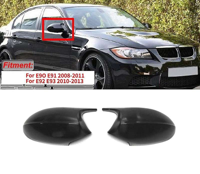 Plain Black M3 Style Rear View Mirror Cap Cover Replacement for 3 Series E90 E91 E92 E93 Facelifted