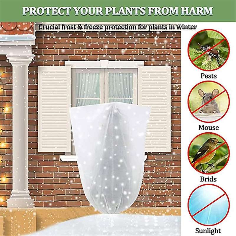 Plant Cover Frost Protection, Frost Protection Plant Cover with Drawstring, for Cold Winter Weather