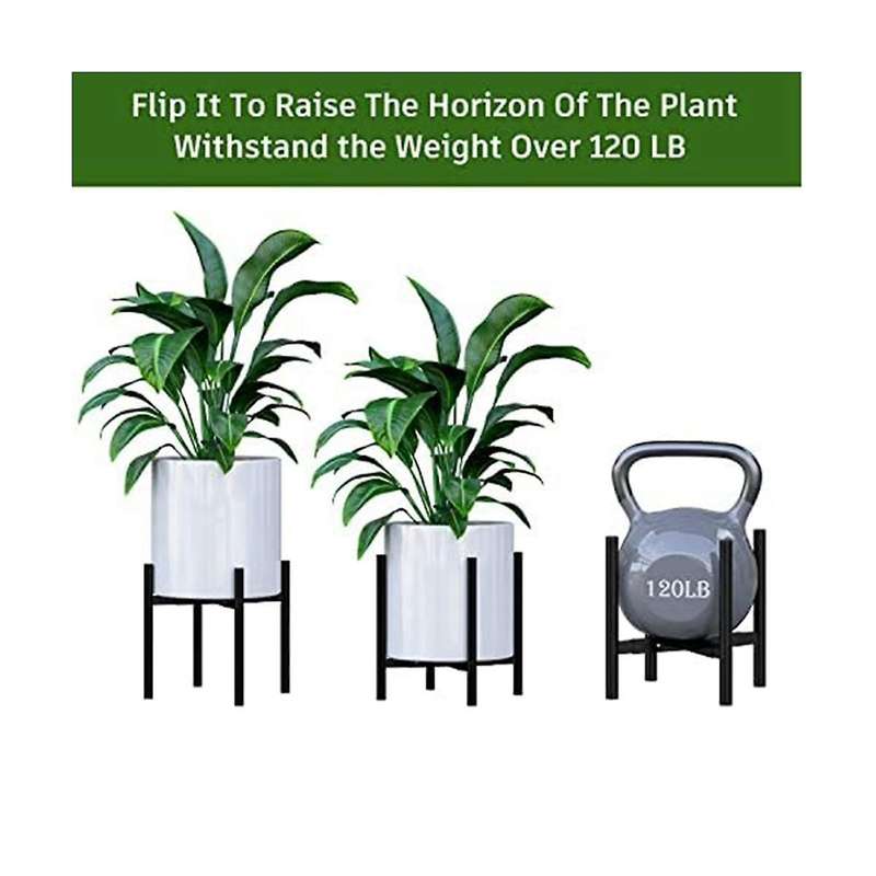 Plant Pot Holder Metal Black Plant Stand Adjustable Width Simple Style Flower Pot for Home Plant She
