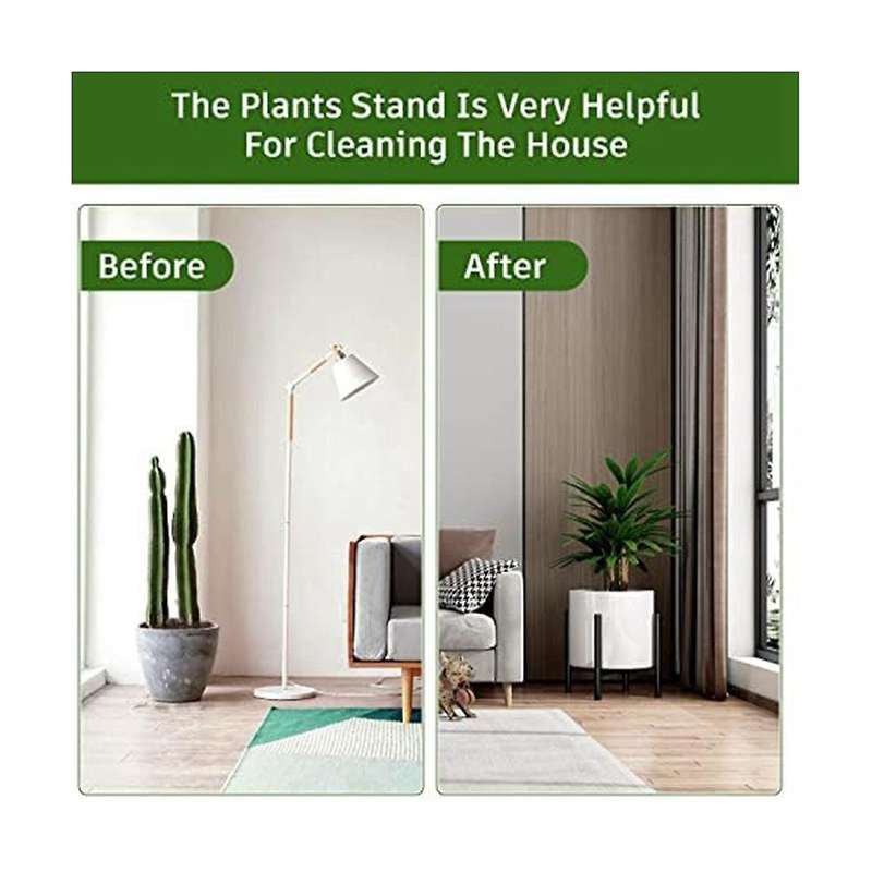 Plant Pot Holder Metal Black Plant Stand Adjustable Width Simple Style Flower Pot for Home Plant She