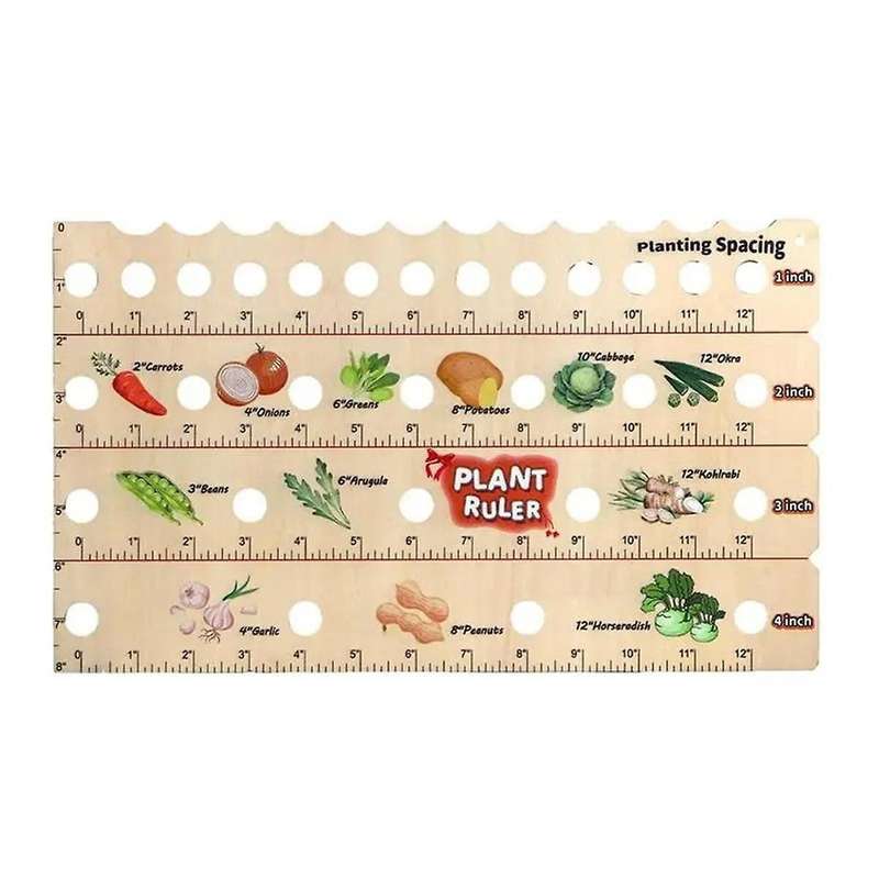 Plant Ruler with Seed Dibber and Planting Guide, Square Foot Gardening Tools, Garden Ruler with Hole