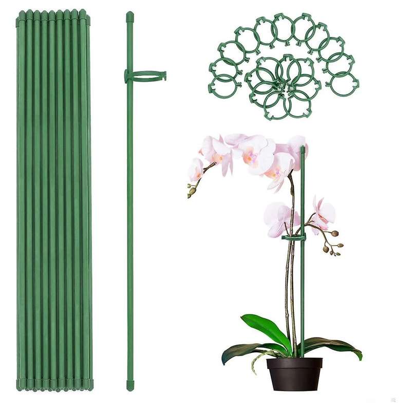 Plant Stakes Green Adjustable Garden Single Stem Plant Support Stakes,19pcs Plant Support Sticks Wi